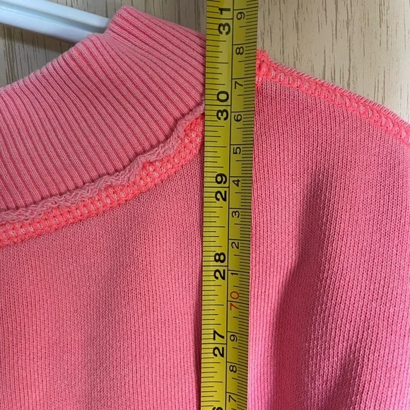 Aerie Neon Pink V-Neck Distressed Super Oversized Sweatshirt. Women's L READ - Picture 8 of 10